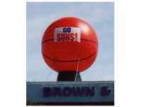 Basketball cold-air balloons and helium advertising inflatables for sale and rent.